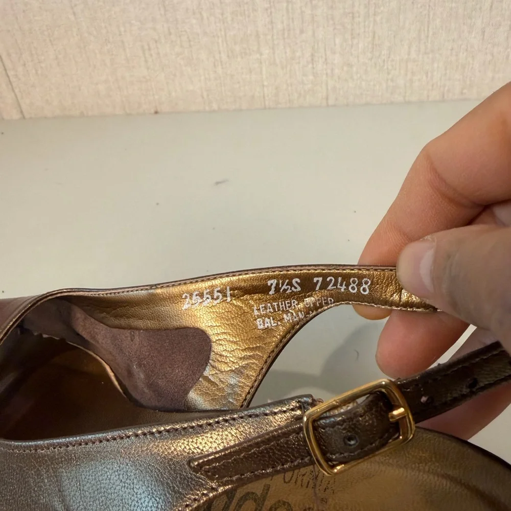 magdesians women's shoes Peep Toe Slingback Kitten Heel Size 7S‎ Brown